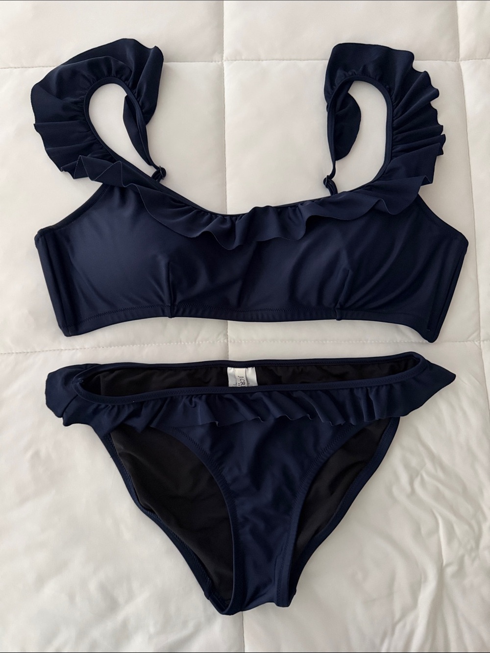 J. Crew Navy Ruffle Bikini Set